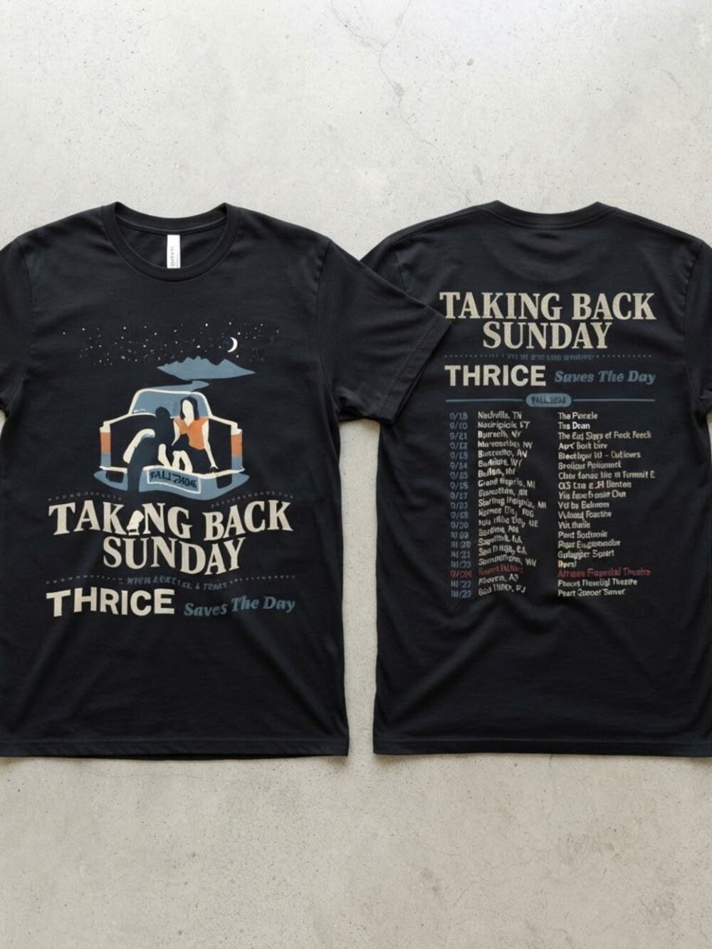 Taking Back Sunday Fall Tour 2026 Black T-Shirt S-4XL